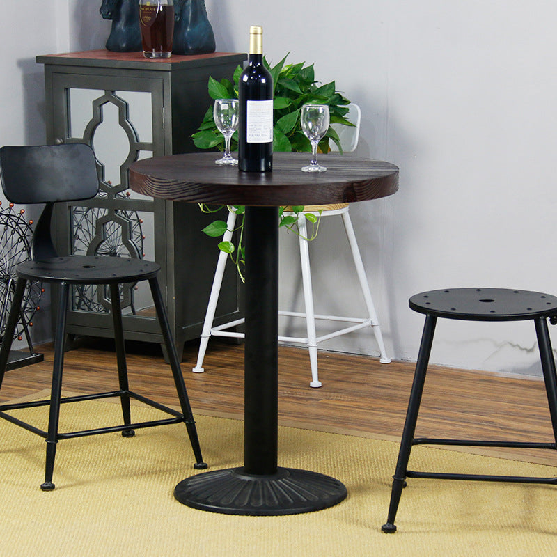 Modern Solid Wood Dining Table Metal Pedestal Base Dining Table for Home Use 27.6"L x 27.6"W x 29.5"H Without Chairs Clearhalo 'Dining Tables & Seating' 'Dining Tables' 'dining_table' 'furn' 'furn_dining_table' 'Furniture' 'Kitchen & Dining Furniture' 6329170