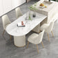 Eetkamertafel met witte basis, stenen tafel in moderne stijl voor de keuken