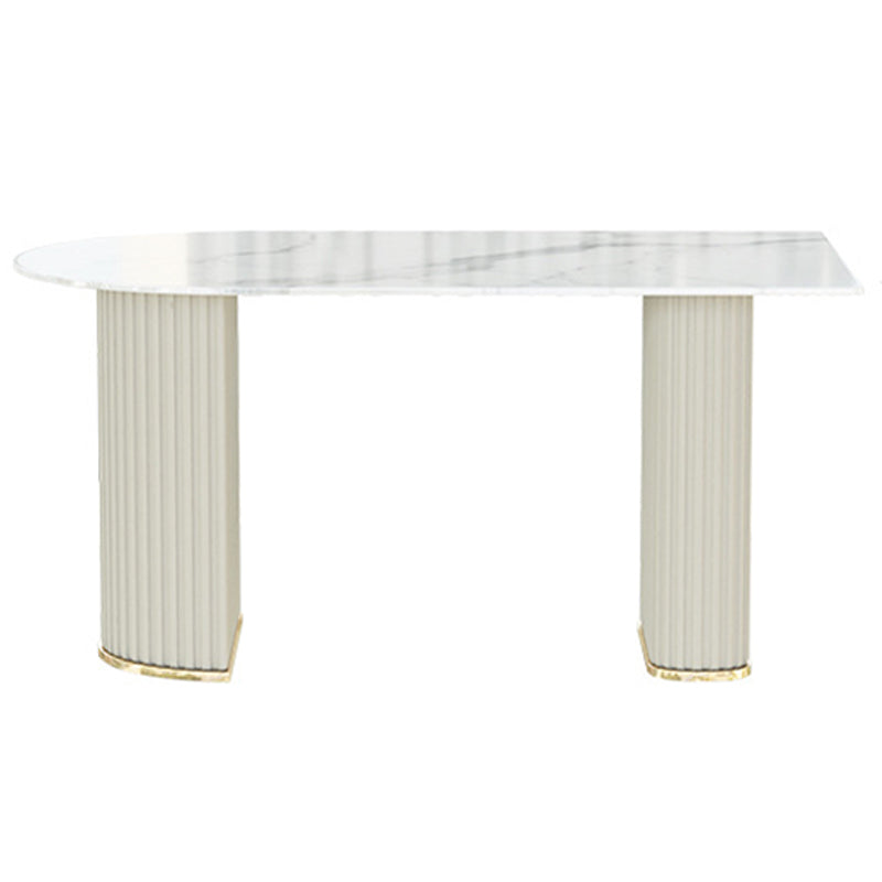 Eetkamertafel met witte basis, stenen tafel in moderne stijl voor de keuken