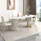 Eetkamertafel met witte basis, stenen tafel in moderne stijl voor de keuken