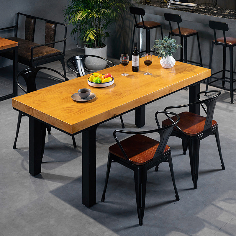 Rectangle 4 Legs Dining Table Industrial Wood Table for Kitchen
