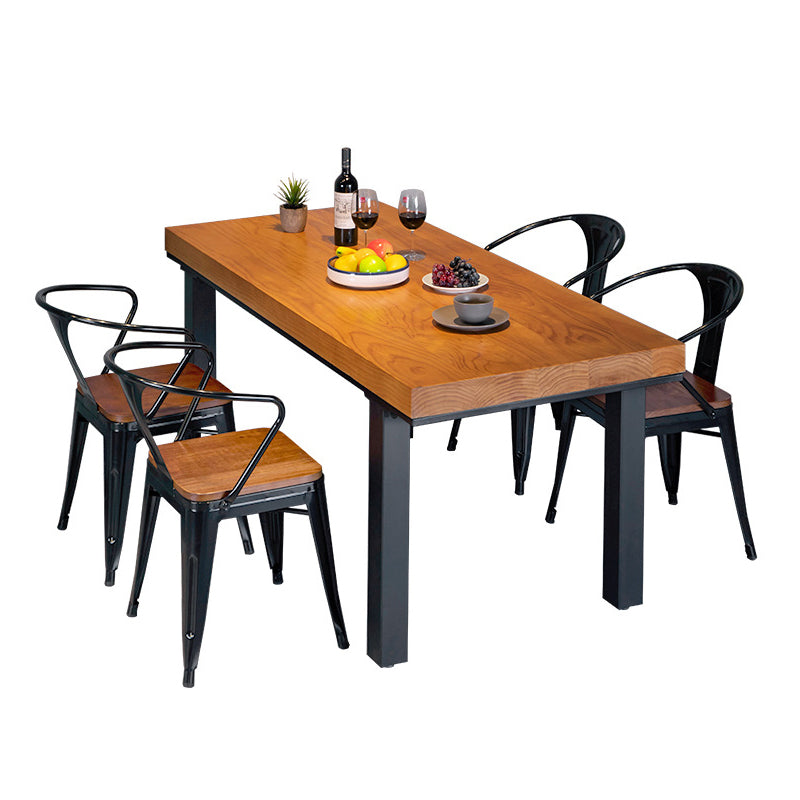 Rectangle 4 Legs Dining Table Industrial Wood Table for Kitchen