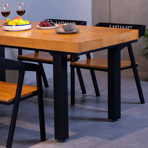 Rectangle 4 Legs Dining Table Industrial Wood Table for Kitchen