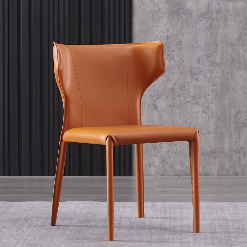 Faux Leather Kitchen Armless Chair Wingback Side Chair in Orange Clearhalo 'Dining Chairs' 'Dining Tables & Seating' 'dining_chair' 'furn' 'furn_dining_chair' 'Furniture' 'Kitchen & Dining Furniture' 6329248