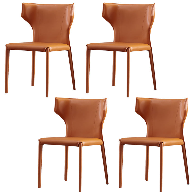 Faux Leather Kitchen Armless Chair Wingback Side Chair in Orange 4 Piece Set Clearhalo 'Dining Chairs' 'Dining Tables & Seating' 'dining_chair' 'furn' 'furn_dining_chair' 'Furniture' 'Kitchen & Dining Furniture' 6329251