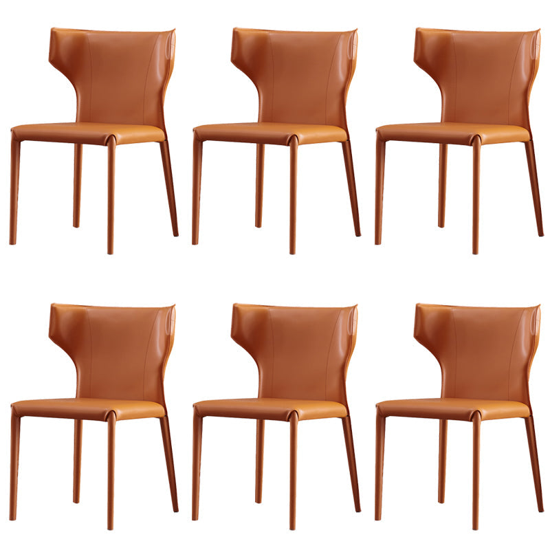 Faux Leather Kitchen Armless Chair Wingback Side Chair in Orange 6 Piece Set Clearhalo 'Dining Chairs' 'Dining Tables & Seating' 'dining_chair' 'furn' 'furn_dining_chair' 'Furniture' 'Kitchen & Dining Furniture' 6329253