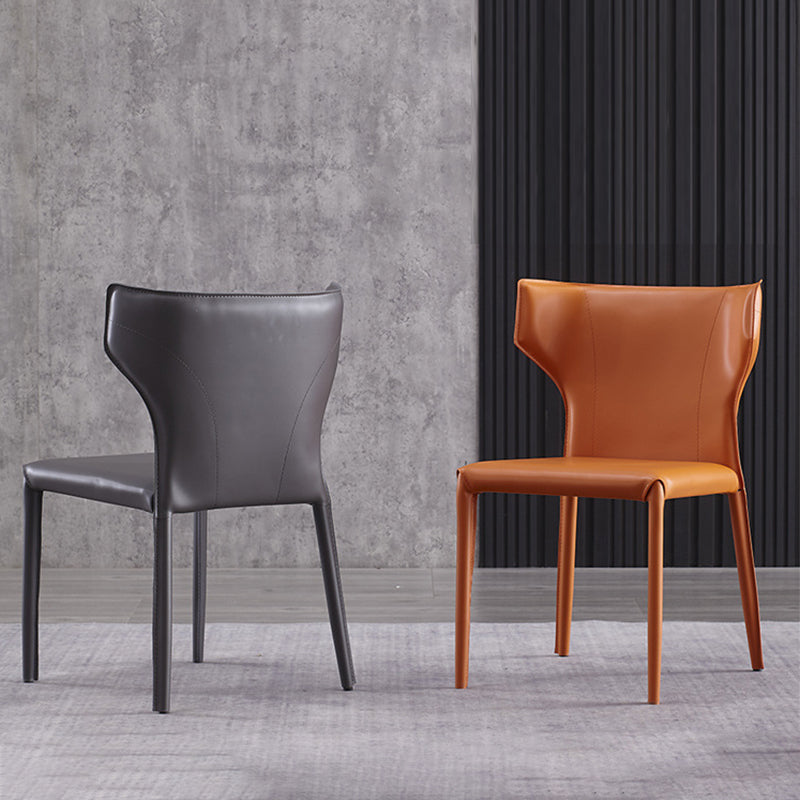 Faux Leather Kitchen Armless Chair Wingback Side Chair in Orange Clearhalo 'Dining Chairs' 'Dining Tables & Seating' 'dining_chair' 'furn' 'furn_dining_chair' 'Furniture' 'Kitchen & Dining Furniture' 6329261