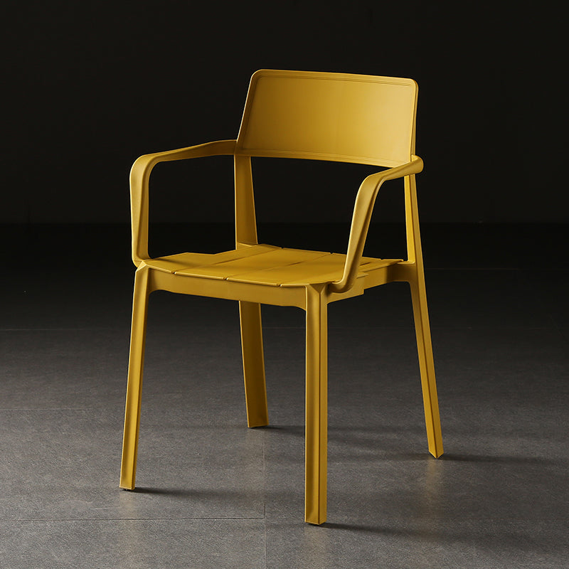 Stacking Plastic Arm Chair Glam Open Back Dining Arm Chair for Dining Room