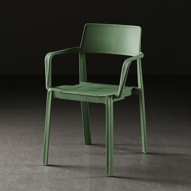 Stacking Plastic Arm Chair Glam Open Back Dining Arm Chair for Dining Room
