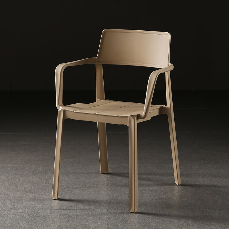 Stacking Plastic Arm Chair Glam Open Back Dining Arm Chair for Dining Room