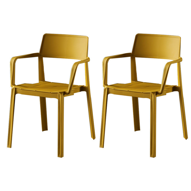 Stacking Plastic Arm Chair Glam Open Back Dining Arm Chair for Dining Room