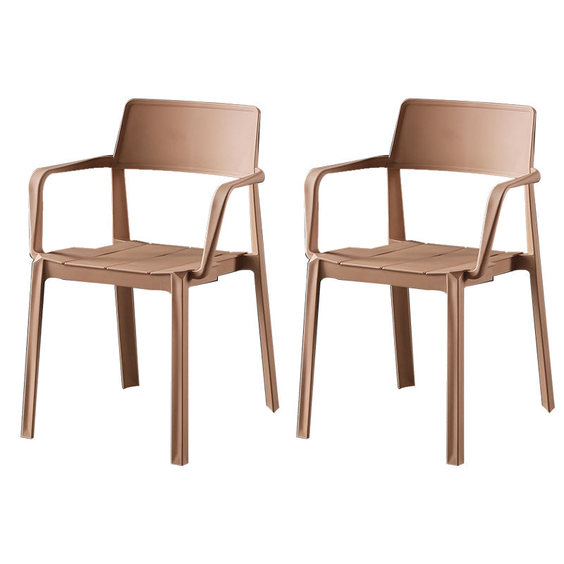 Stacking Plastic Arm Chair Glam Open Back Dining Arm Chair for Dining Room