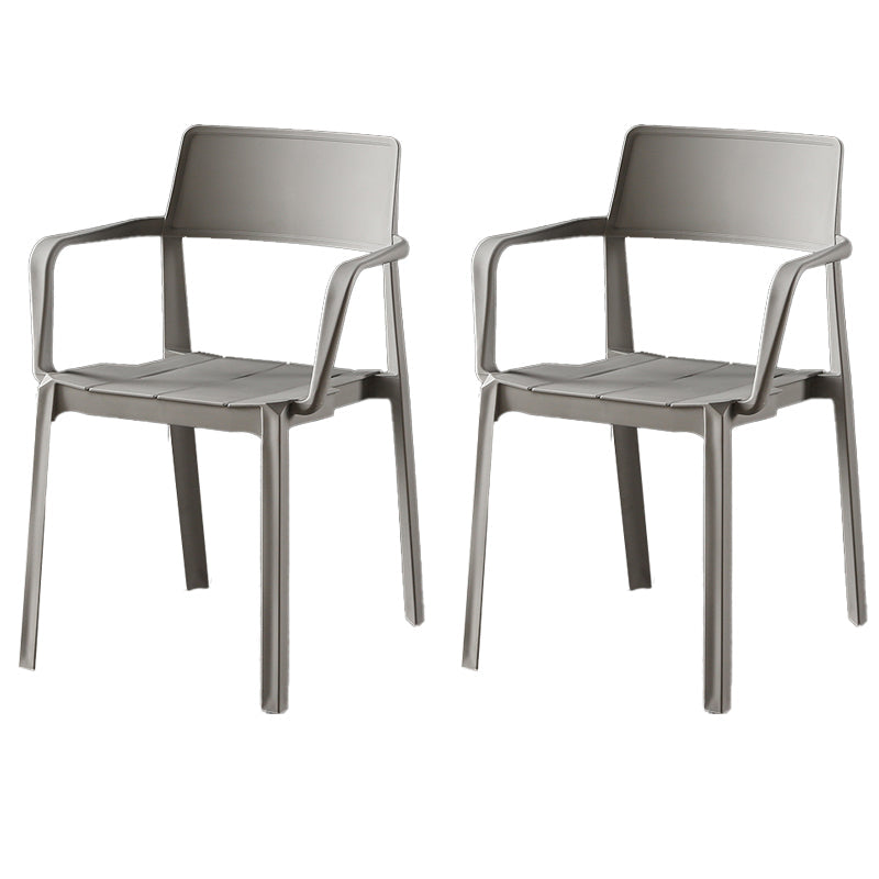 Stacking Plastic Arm Chair Glam Open Back Dining Arm Chair for Dining Room