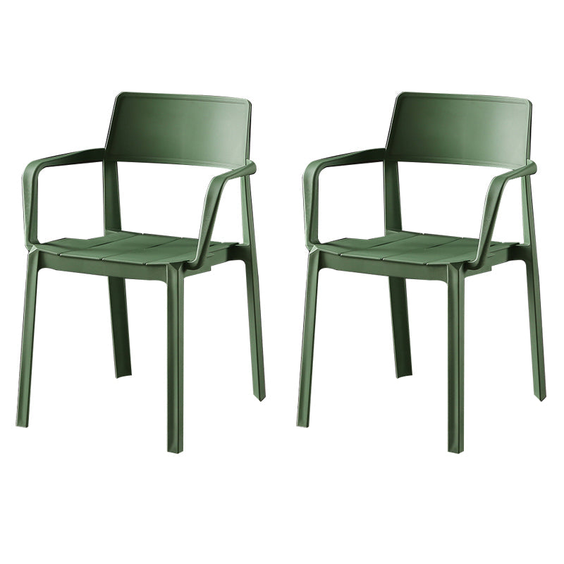 Stacking Plastic Arm Chair Glam Open Back Dining Arm Chair for Dining Room
