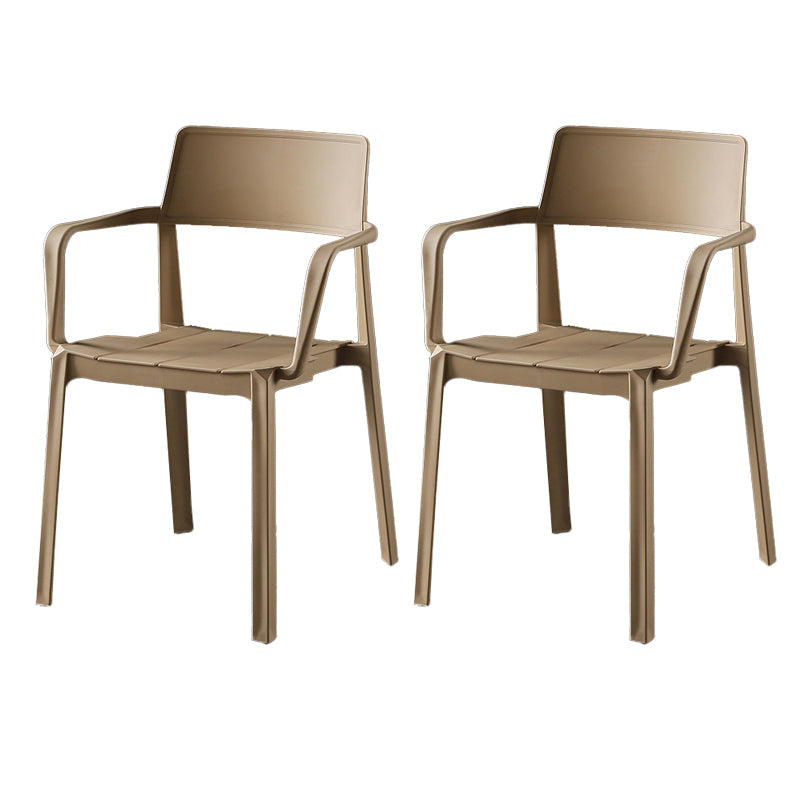 Stacking Plastic Arm Chair Glam Open Back Dining Arm Chair for Dining Room