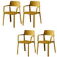 Stacking Plastic Arm Chair Glam Open Back Dining Arm Chair for Dining Room