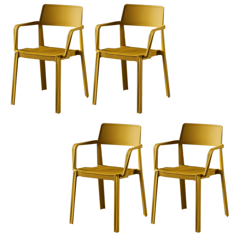 Stacking Plastic Arm Chair Glam Open Back Dining Arm Chair for Dining Room