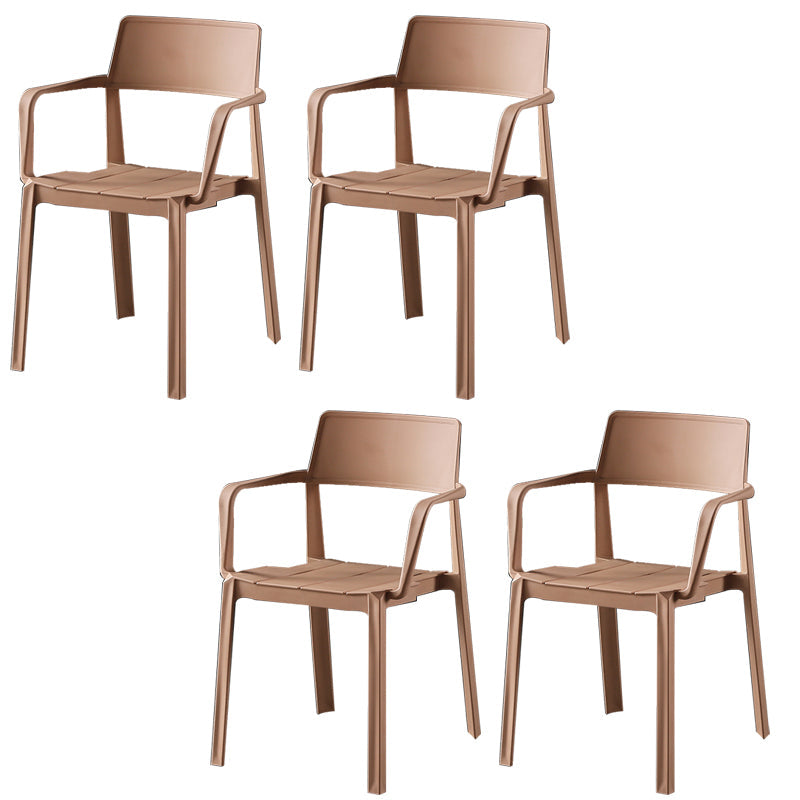 Stacking Plastic Arm Chair Glam Open Back Dining Arm Chair for Dining Room