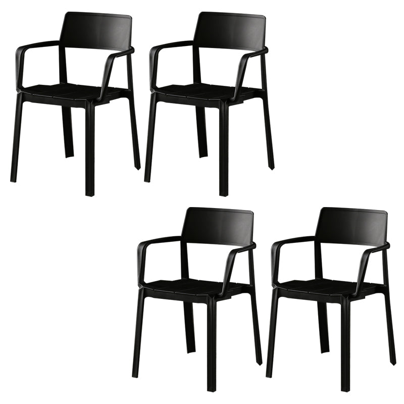 Stacking Plastic Arm Chair Glam Open Back Dining Arm Chair for Dining Room