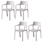 Stacking Plastic Arm Chair Glam Open Back Dining Arm Chair for Dining Room
