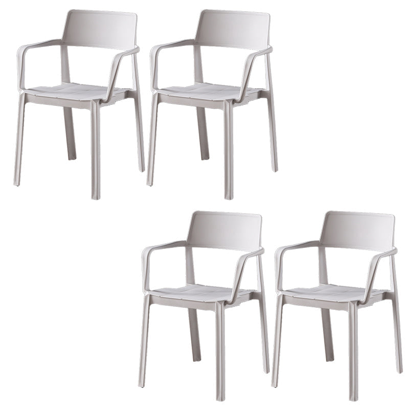 Stacking Plastic Arm Chair Glam Open Back Dining Arm Chair for Dining Room