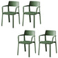 Stacking Plastic Arm Chair Glam Open Back Dining Arm Chair for Dining Room