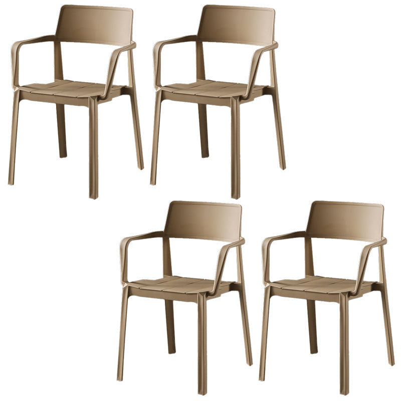 Stacking Plastic Arm Chair Glam Open Back Dining Arm Chair for Dining Room