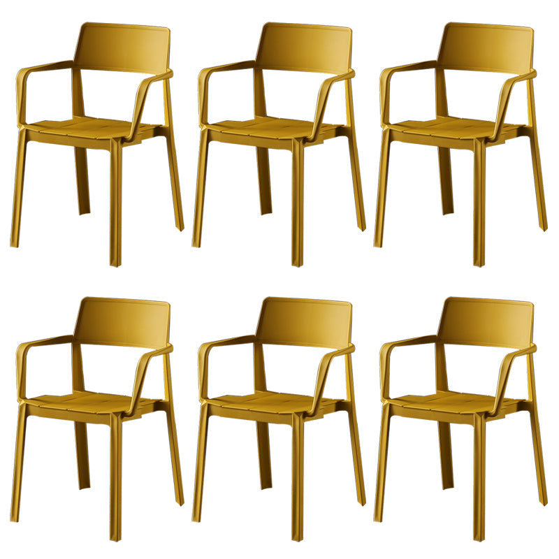 Stacking Plastic Arm Chair Glam Open Back Dining Arm Chair for Dining Room