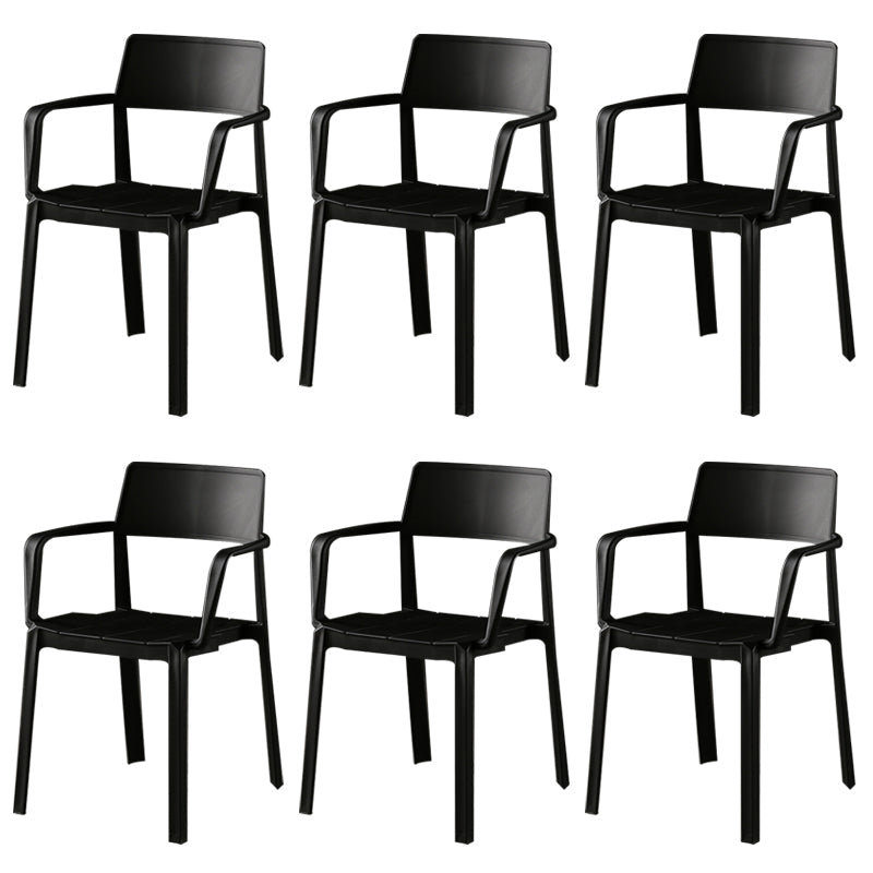 Stacking Plastic Arm Chair Glam Open Back Dining Arm Chair for Dining Room