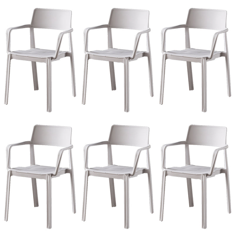 Stacking Plastic Arm Chair Glam Open Back Dining Arm Chair for Dining Room