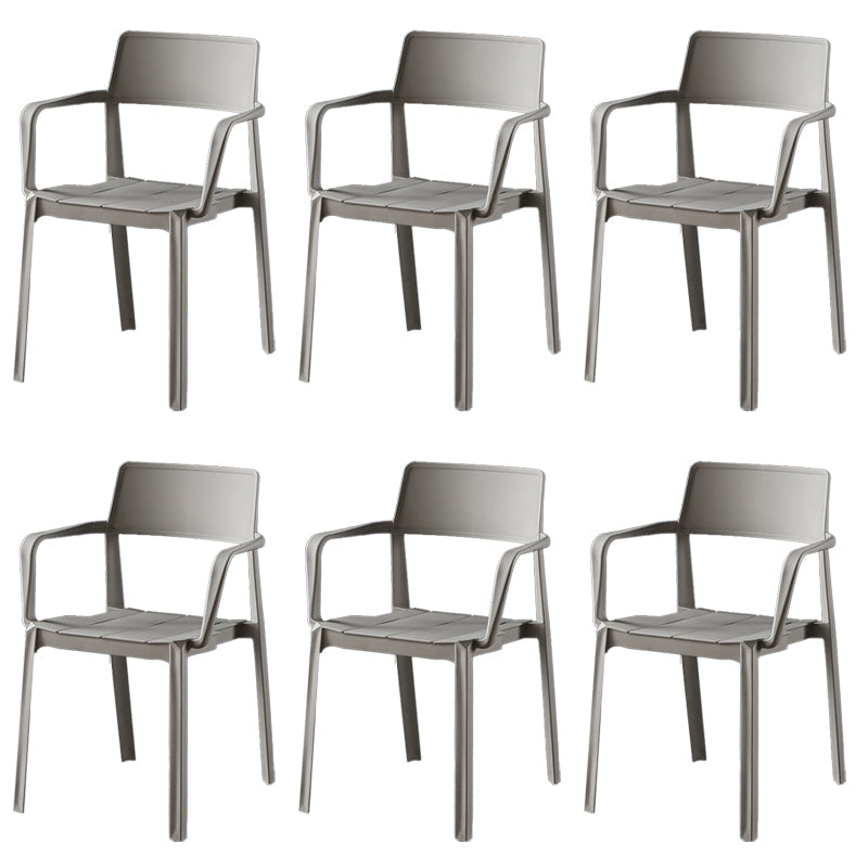 Stacking Plastic Arm Chair Glam Open Back Dining Arm Chair for Dining Room
