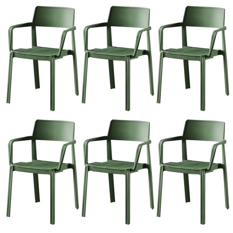 Stacking Plastic Arm Chair Glam Open Back Dining Arm Chair for Dining Room