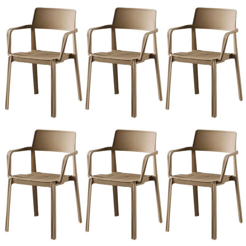 Stacking Plastic Arm Chair Glam Open Back Dining Arm Chair for Dining Room