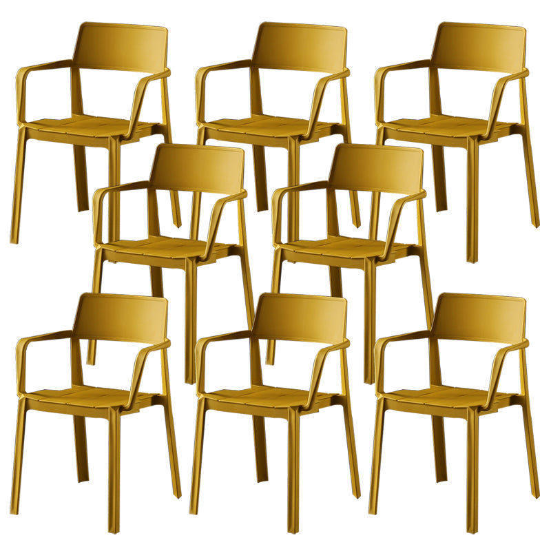 Stacking Plastic Arm Chair Glam Open Back Dining Arm Chair for Dining Room