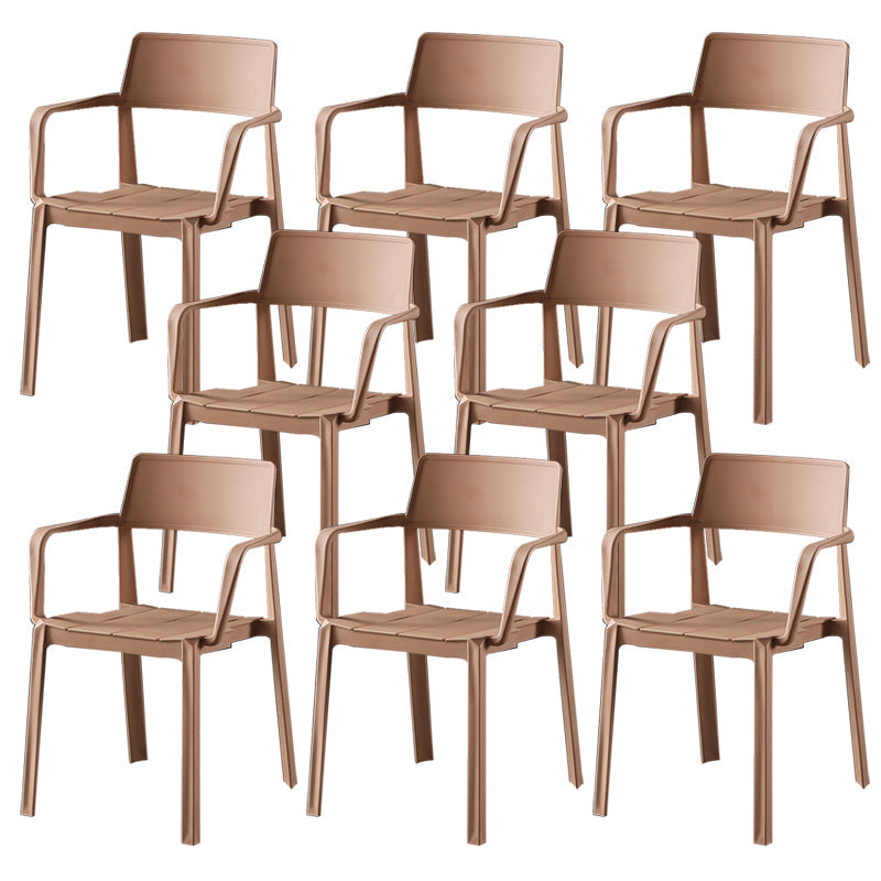 Stacking Plastic Arm Chair Glam Open Back Dining Arm Chair for Dining Room