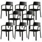 Stacking Plastic Arm Chair Glam Open Back Dining Arm Chair for Dining Room