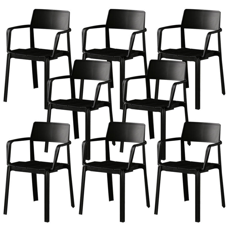 Stacking Plastic Arm Chair Glam Open Back Dining Arm Chair for Dining Room