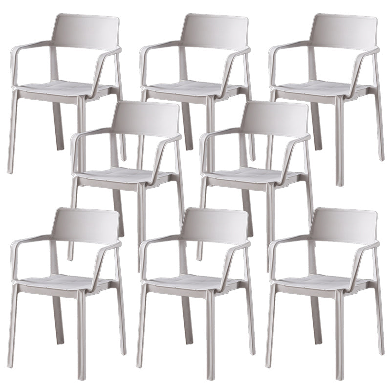 Stacking Plastic Arm Chair Glam Open Back Dining Arm Chair for Dining Room