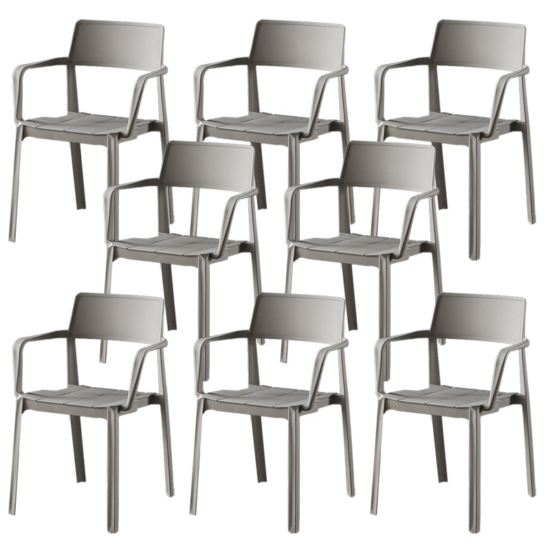 Stacking Plastic Arm Chair Glam Open Back Dining Arm Chair for Dining Room
