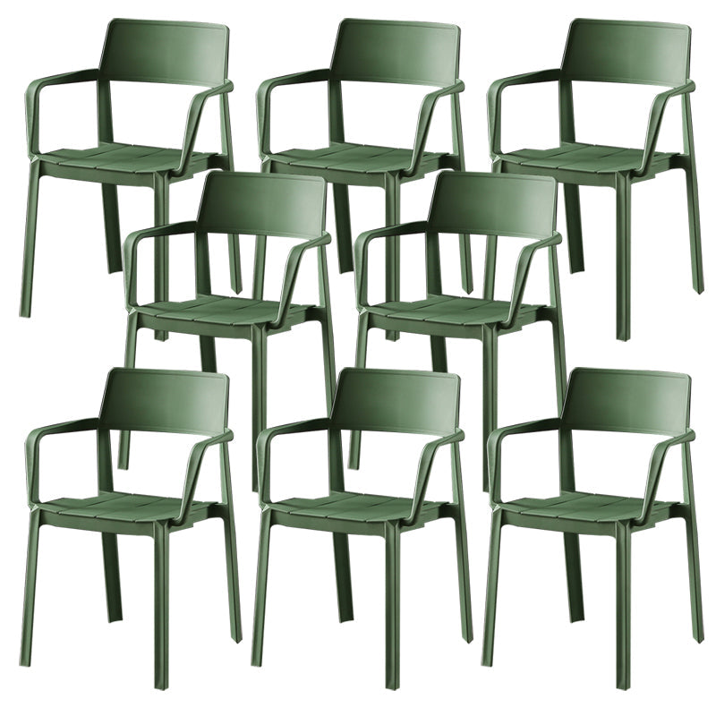 Stacking Plastic Arm Chair Glam Open Back Dining Arm Chair for Dining Room