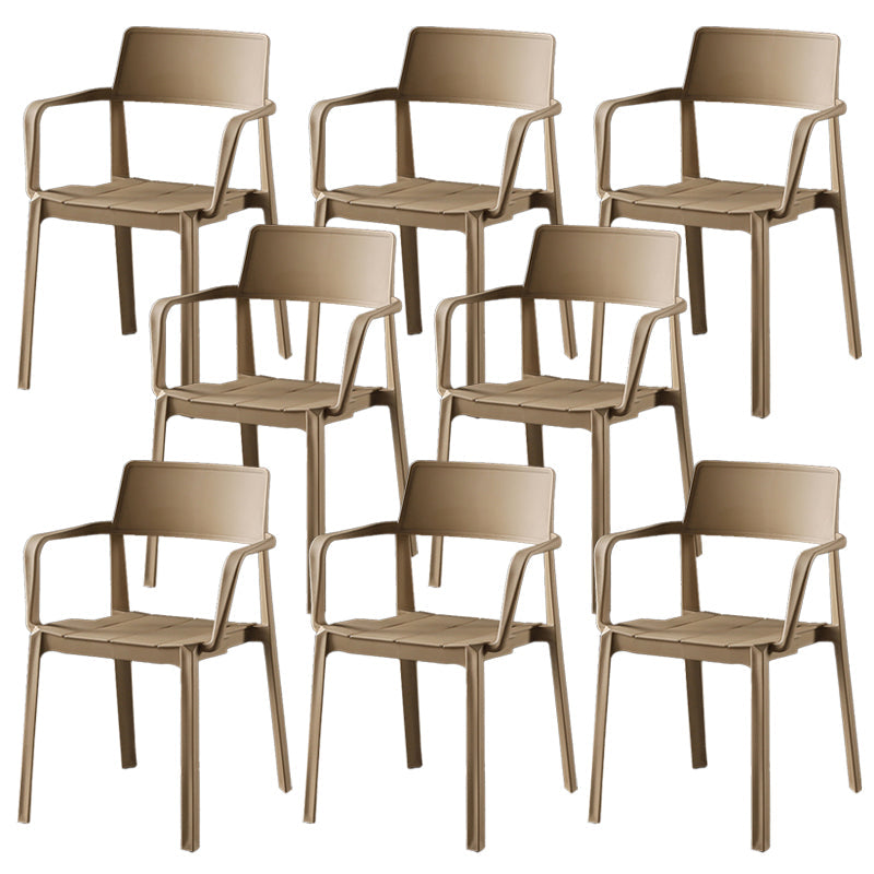 Stacking Plastic Arm Chair Glam Open Back Dining Arm Chair for Dining Room