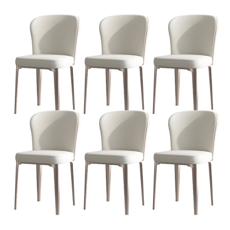 Contemporary Upholstered Dining Chairs Kitchen Dining Armless Chair in White
