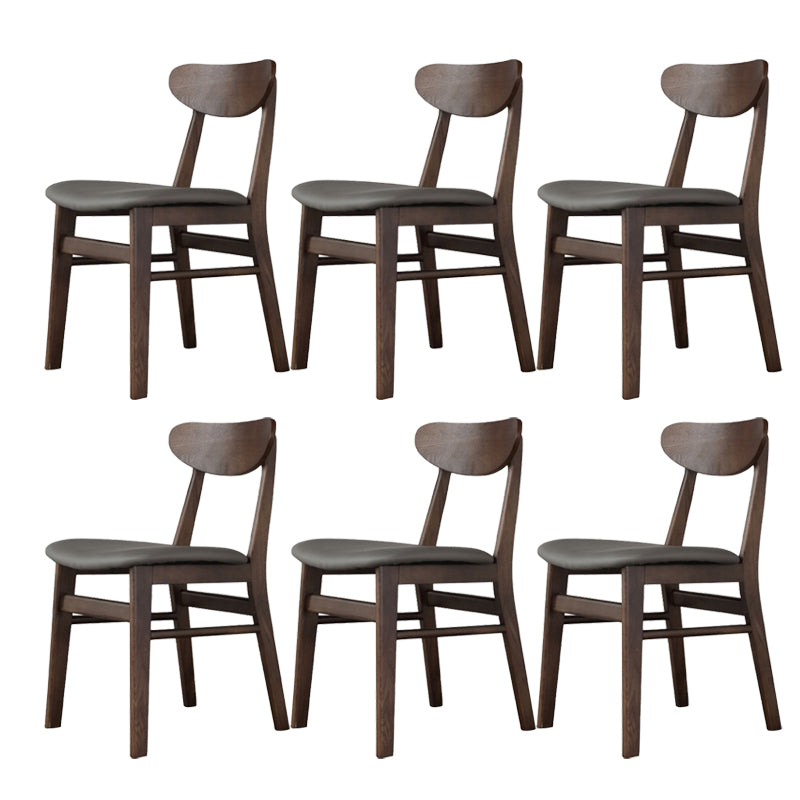 Wood Kitchen Dining Side Chair Open Back Dining Side Chair in Brown 6 Piece Set Clearhalo 'Dining Chairs' 'Dining Tables & Seating' 'dining_chair' 'furn' 'furn_dining_chair' 'Furniture' 'Kitchen & Dining Furniture' 6329430