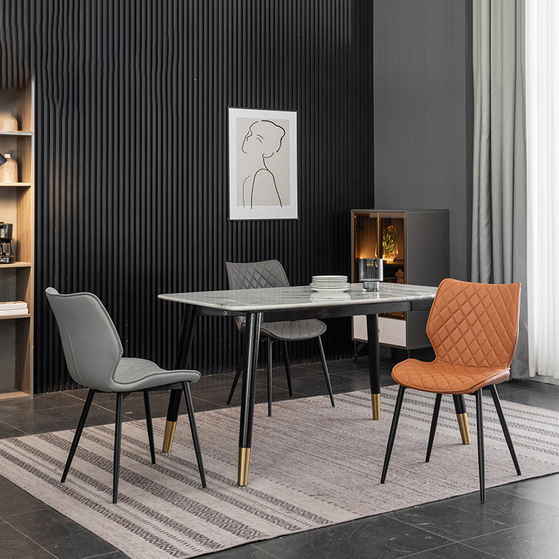 Gestoffeerde eetkamerstoelen wingback zijstoel met metalen benen