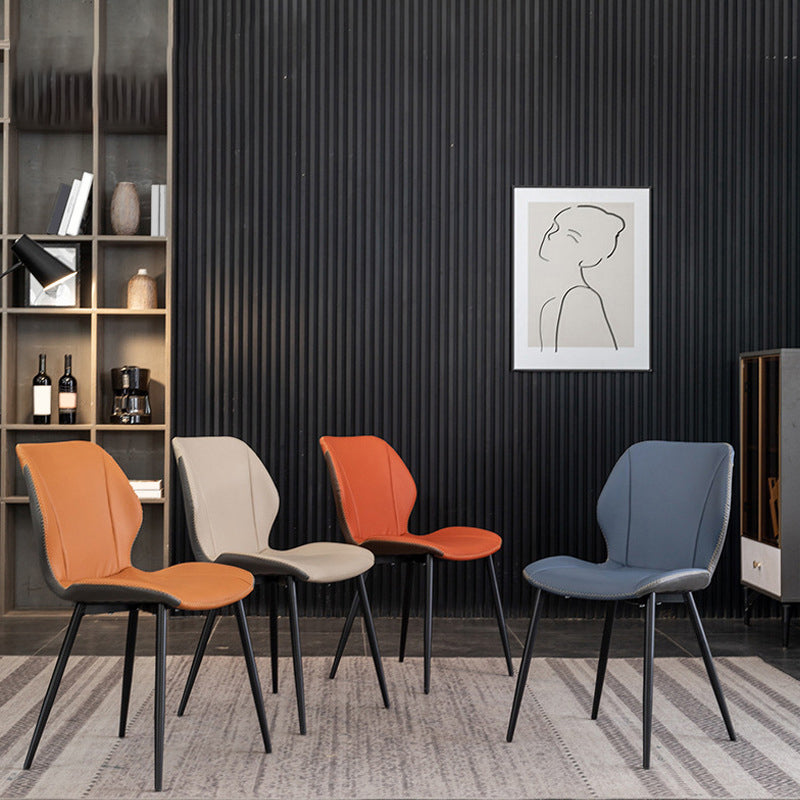 Contemporary Upholstered Dining Chairs Wingback Side Chair with Metal Legs Clearhalo 'Dining Chairs' 'Dining Tables & Seating' 'dining_chair' 'furn' 'furn_dining_chair' 'Furniture' 'Kitchen & Dining Furniture' 6329490