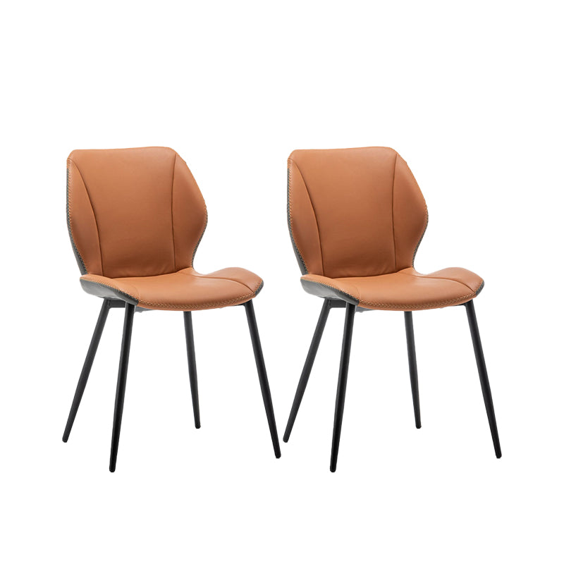 Contemporary Upholstered Dining Chairs Wingback Side Chair with Metal Legs Yellow 2 Piece Set Clearhalo 'Dining Chairs' 'Dining Tables & Seating' 'dining_chair' 'furn' 'furn_dining_chair' 'Furniture' 'Kitchen & Dining Furniture' 6329493