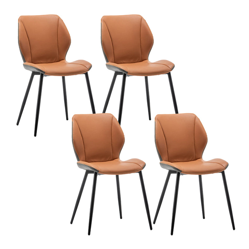 Contemporary Upholstered Dining Chairs Wingback Side Chair with Metal Legs Yellow 4 Piece Set Clearhalo 'Dining Chairs' 'Dining Tables & Seating' 'dining_chair' 'furn' 'furn_dining_chair' 'Furniture' 'Kitchen & Dining Furniture' 6329494