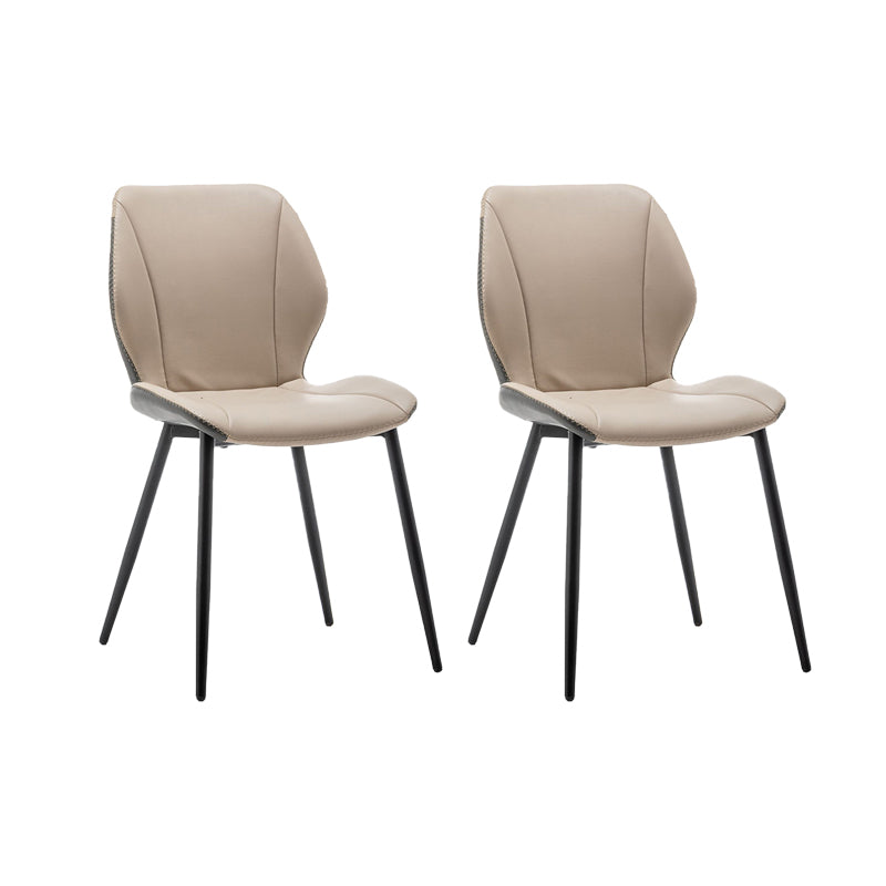 Contemporary Upholstered Dining Chairs Wingback Side Chair with Metal Legs Beige 2 Piece Set Clearhalo 'Dining Chairs' 'Dining Tables & Seating' 'dining_chair' 'furn' 'furn_dining_chair' 'Furniture' 'Kitchen & Dining Furniture' 6329501