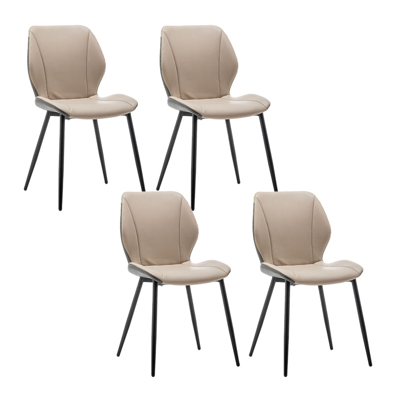 Contemporary Upholstered Dining Chairs Wingback Side Chair with Metal Legs Beige 4 Piece Set Clearhalo 'Dining Chairs' 'Dining Tables & Seating' 'dining_chair' 'furn' 'furn_dining_chair' 'Furniture' 'Kitchen & Dining Furniture' 6329502