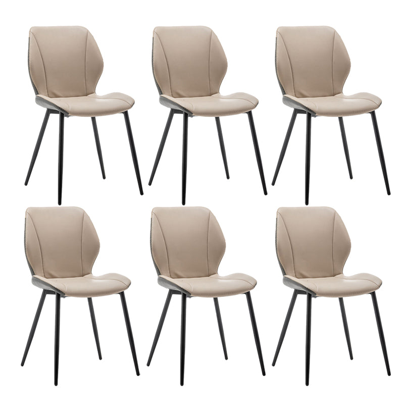 Contemporary Upholstered Dining Chairs Wingback Side Chair with Metal Legs Beige 6 Piece Set Clearhalo 'Dining Chairs' 'Dining Tables & Seating' 'dining_chair' 'furn' 'furn_dining_chair' 'Furniture' 'Kitchen & Dining Furniture' 6329503
